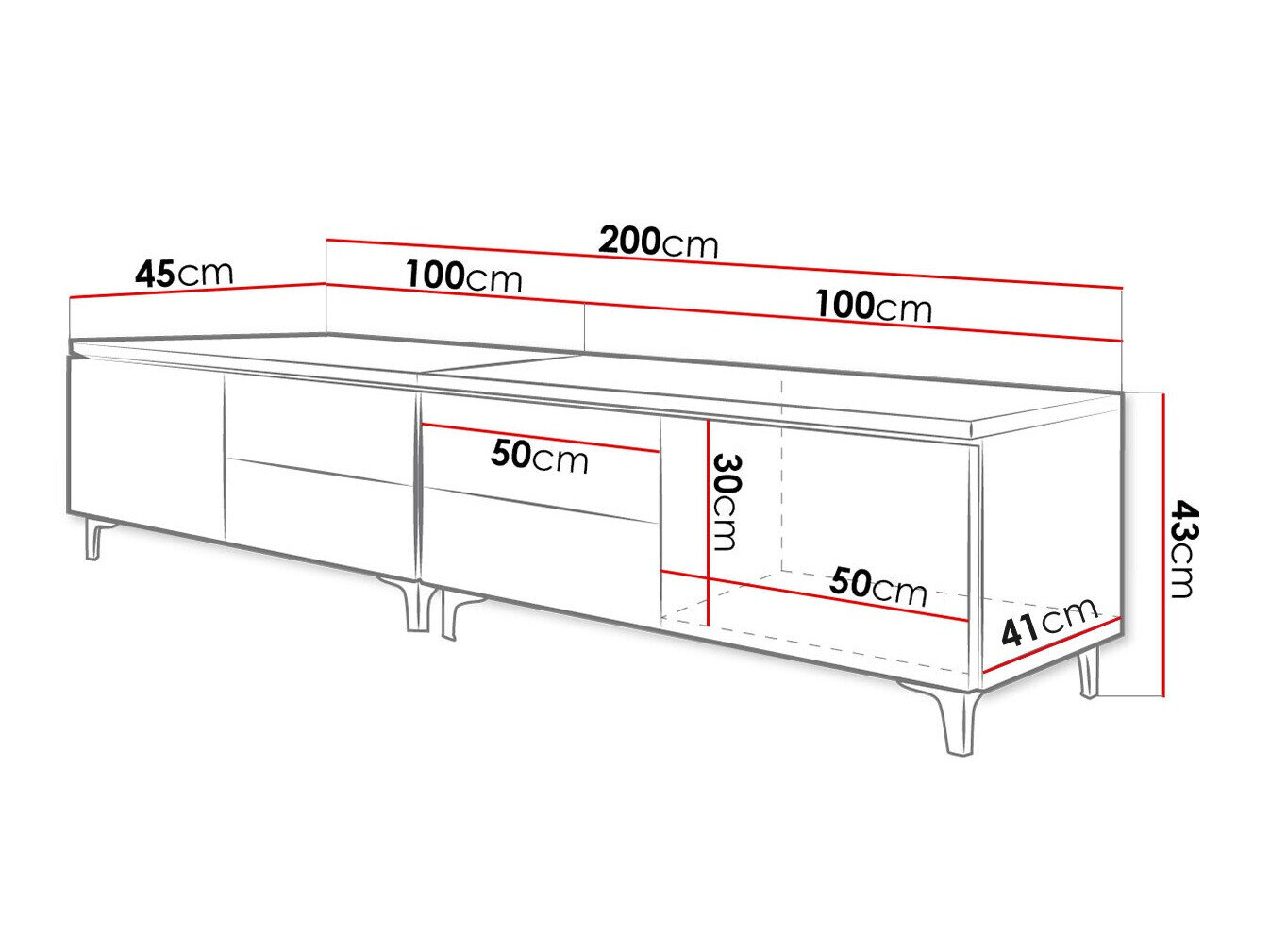 TV-bord Nashville 128 (Hvid + Glansfuld hvid)