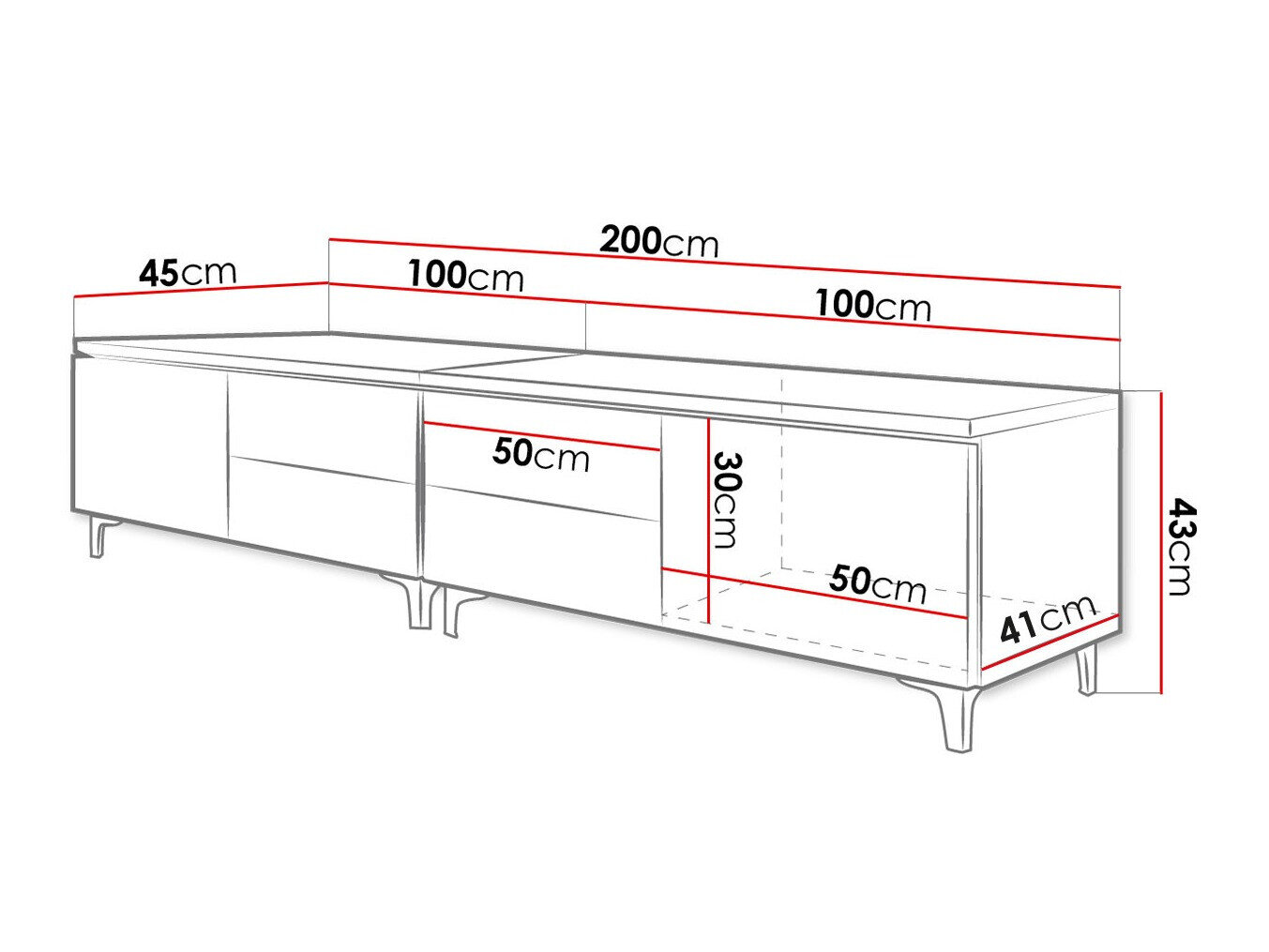 TV-bord Nashville 128 (Hvid + Gloss grå)
