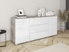Kommode Mirfivo 102 (Beton + Glansfuld hvid)