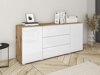 Kommode Sarasota 142 (Wotan eg + Glansfuld hvid)