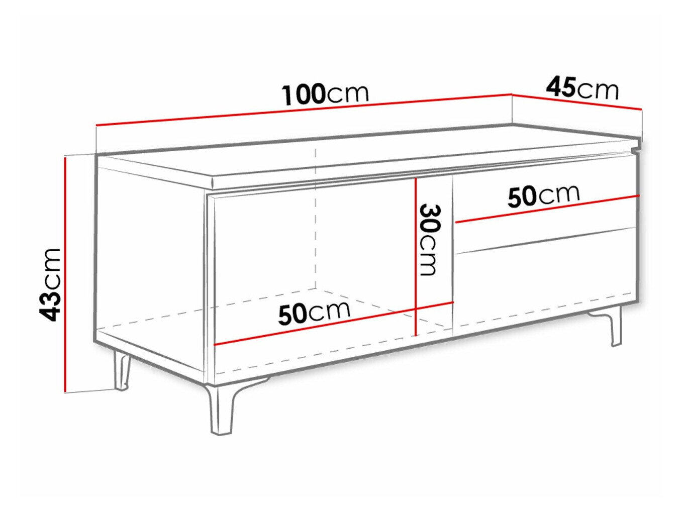 Meuble TV Uva VI (Blanc + Blanc brillant)