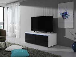 TV-állvány Uva VI (Fehér + Fényes fekete)
