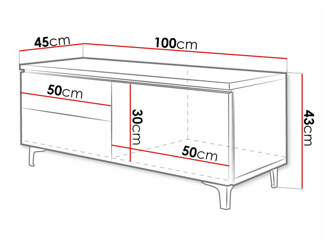 TV-bord Nashville 130 (Hvid + Glansfuld hvid)