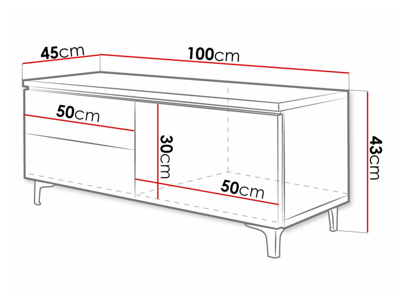 TV-bord Nashville 130 (Hvid + Gloss grå)