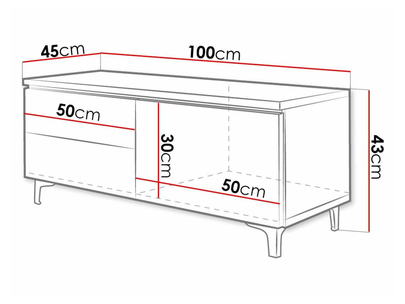 TV-bord Uva VI (Hvid + Blank sort)