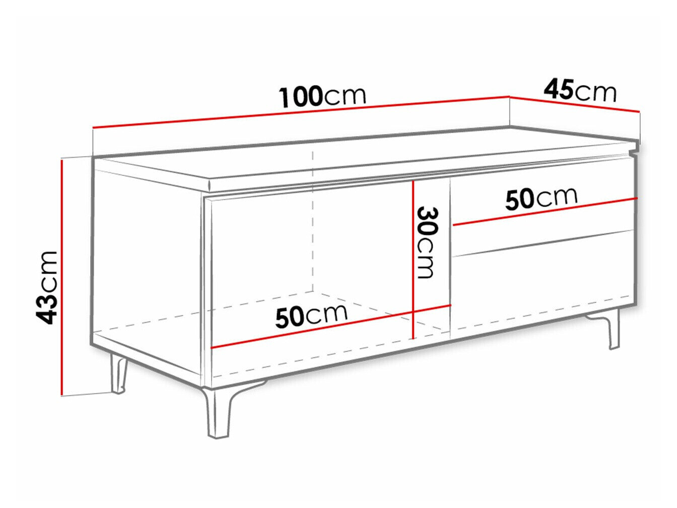 TV-bord Uva VI (Hvid + Blank sort)
