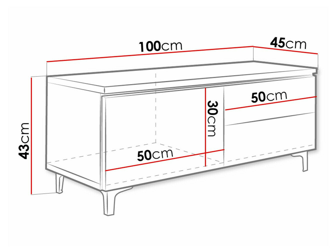 TV-bord Uva VI (Hvid + Gloss grå)
