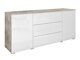 Kommode Mirfivo 102 (Beton + Glansfuld hvid)