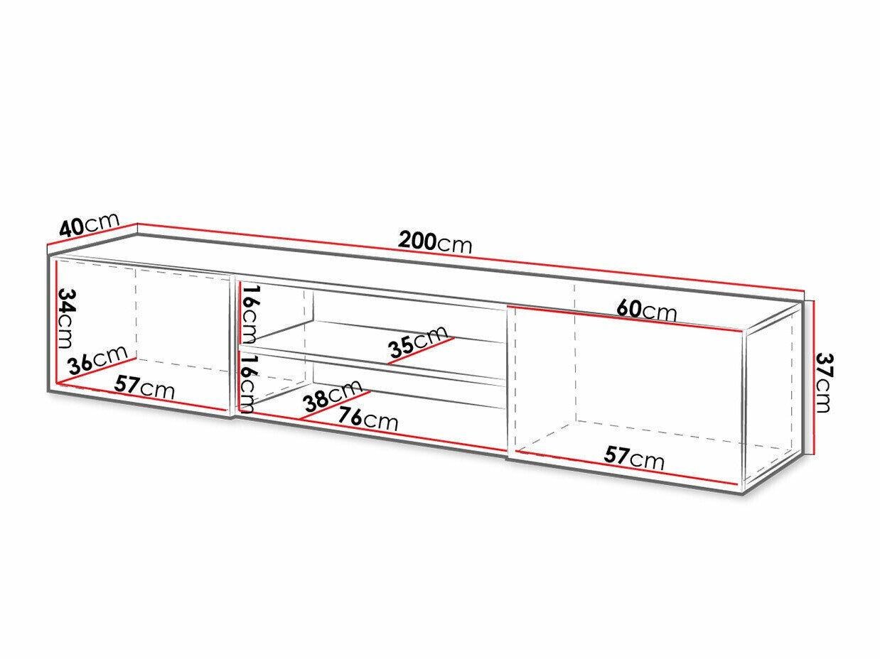 TV-bord Charlotte 164 (Sort + Blank sort)