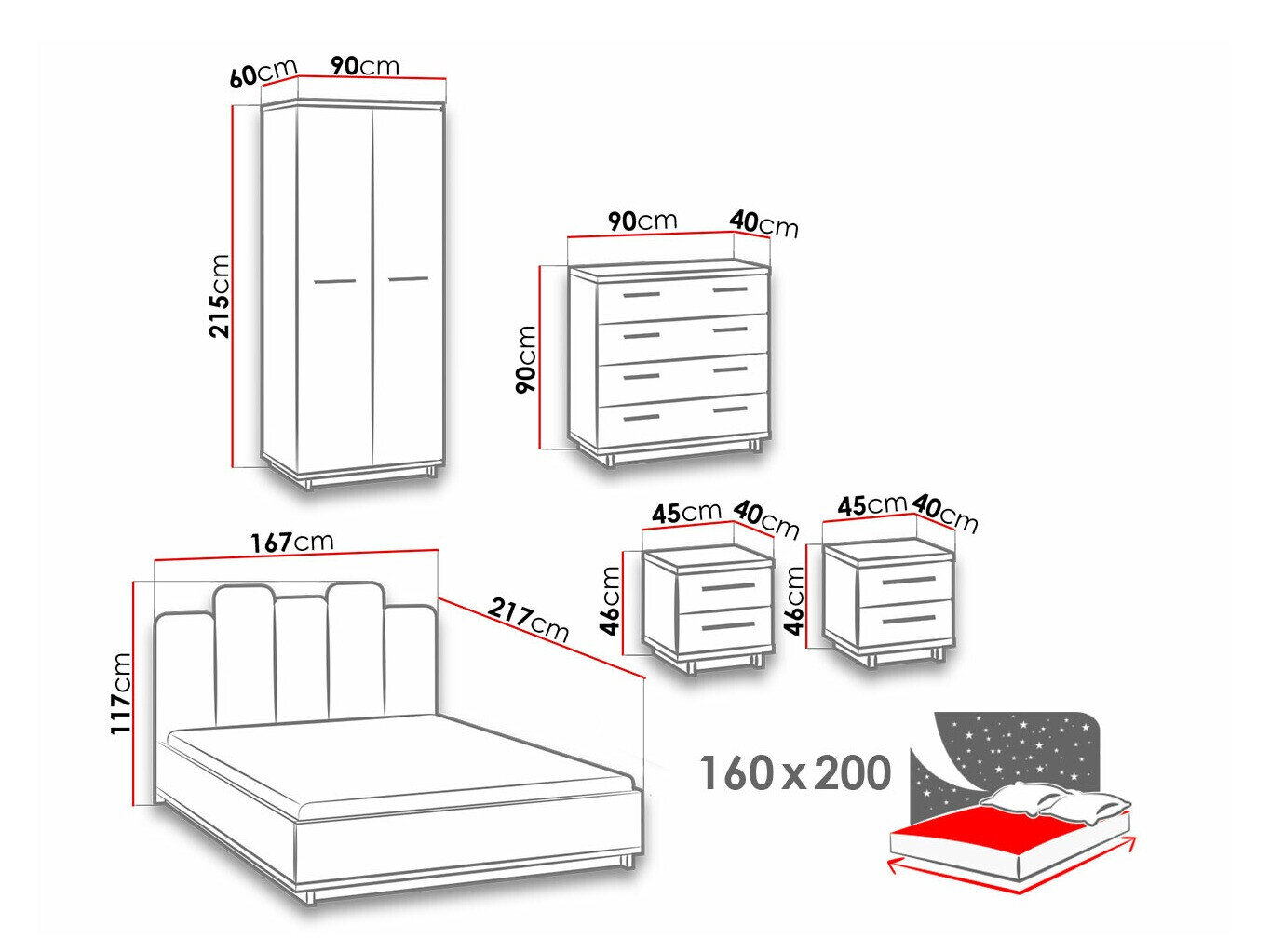 Conjunto de dormitorio Morlira 117