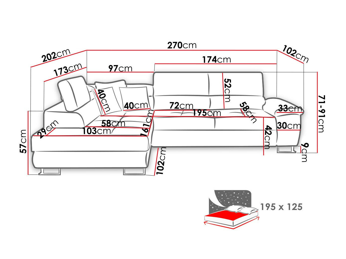 Hjørnesofa Comfivo Ruta II (Soft 017 + Lux 06 + Soft 017)