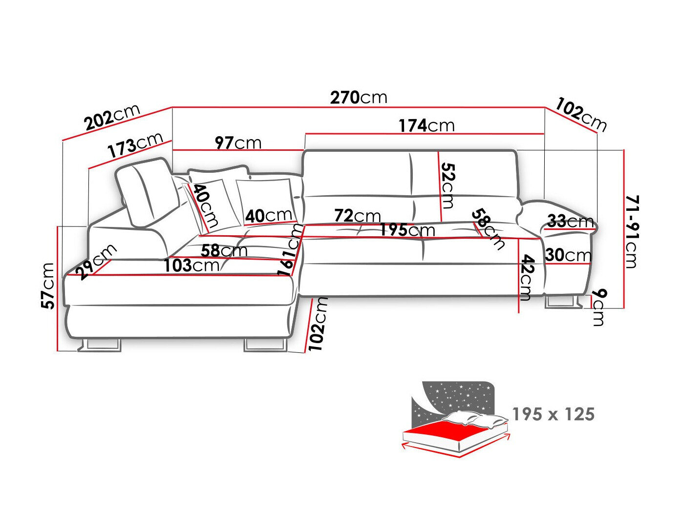 Hjørnesofa Comfivo Ruta II (Soft 017 + Lux 06 + Soft 017)