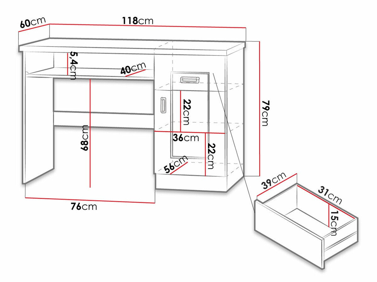 Skrivebord Lircava 114 (Lefkas eg)