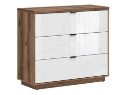 Ladekast Fivale 118 (Donker delano-eik + Glanzend wit)