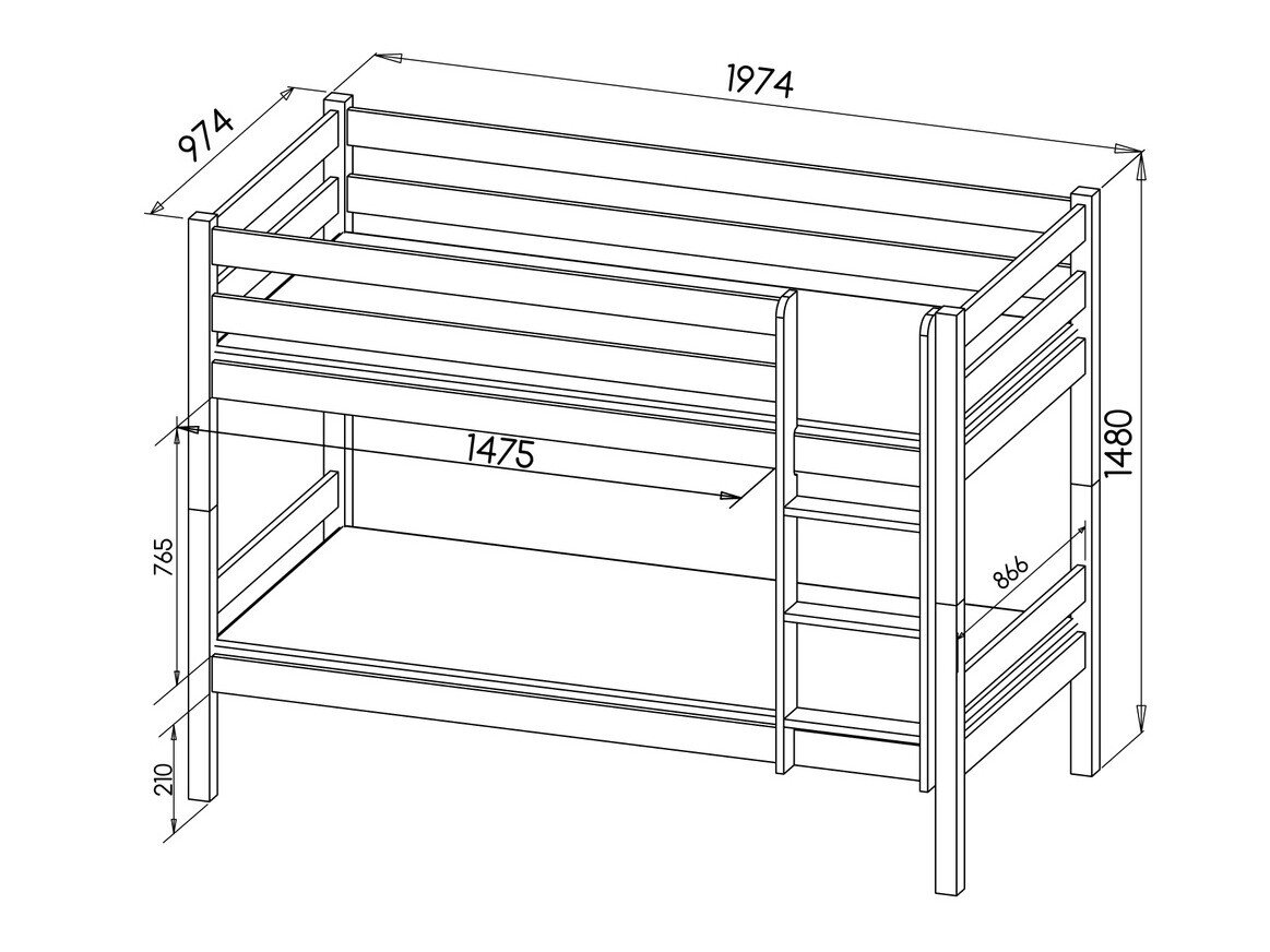 Stapelbed Ogden 163 (Antraciet)