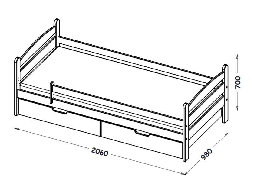 Bed Ogden 166 (Licht hout)