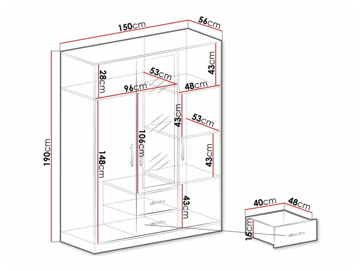 Garderobeskab Cavmero 103 (Sonoma eg + Hvid)
