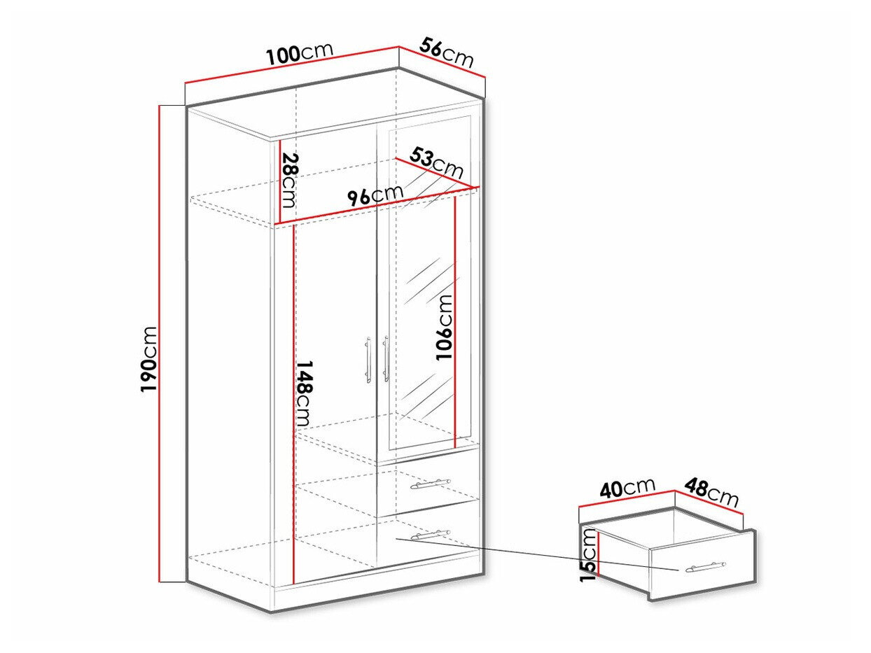 Garderobeskab Cavmero 104 (Sonoma eg + Hvid)