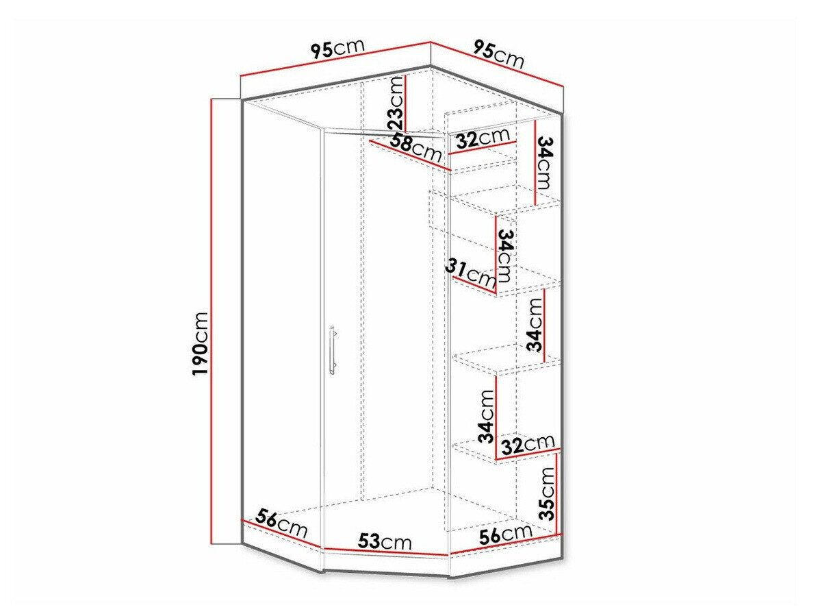 Hjørnegarderob Cavmero 106 (Antracit)