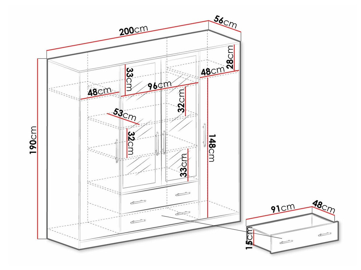 Kledingkast Cavmero 101 (Sonoma eik + Wit)