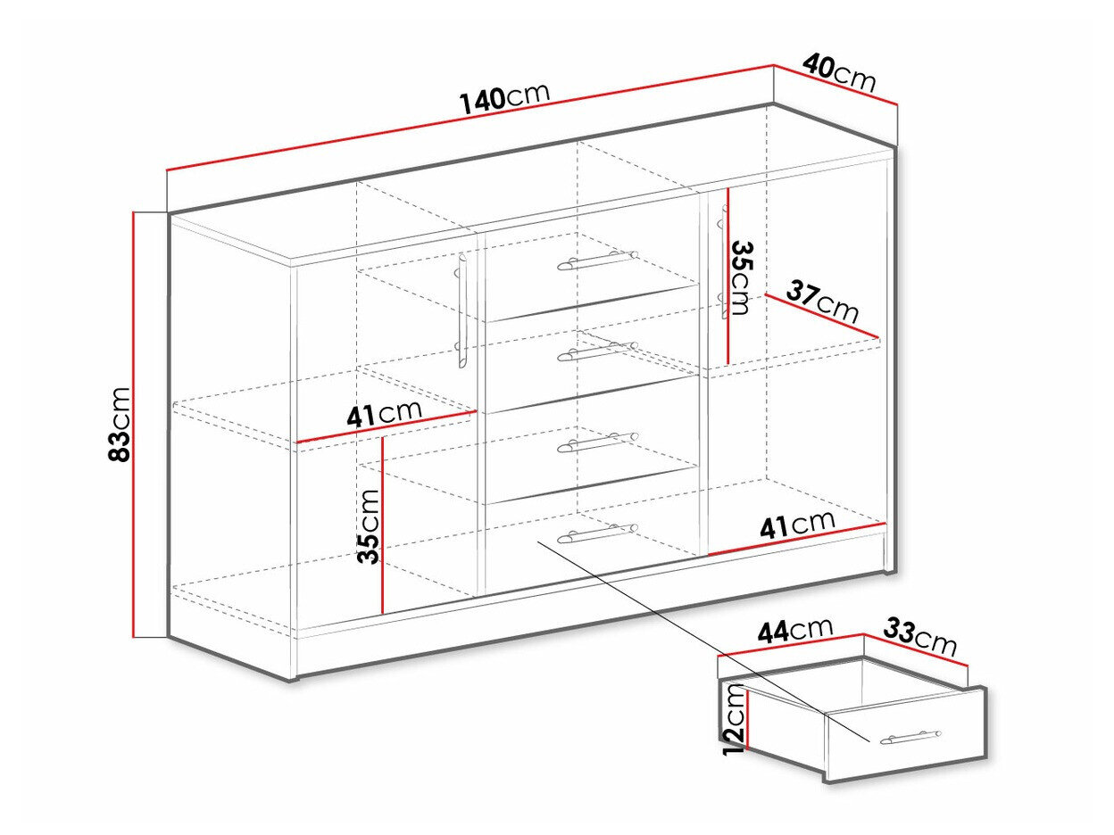 Kommode Cavmero 109 (Sonoma eg + Hvid)