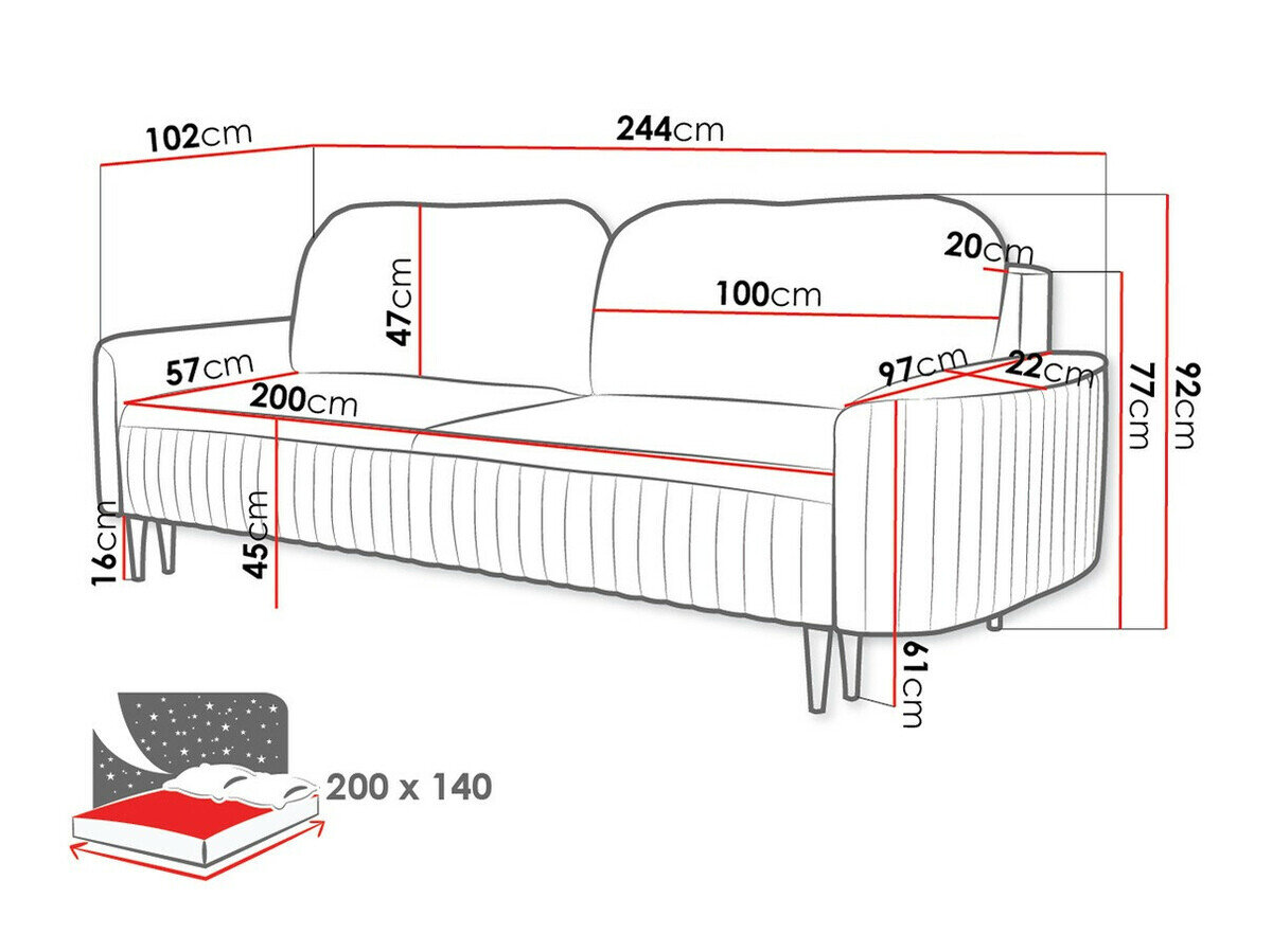 Slaapbank Kingston 138 (Velluto 2)