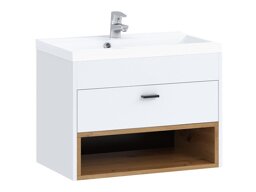 Armoire de salle de bains murale pour lavabo Velum (Blanc + Chêne Artisan)