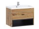 Armoire de salle de bains murale pour lavabo Velum (Chêne Artisan + Noir)
