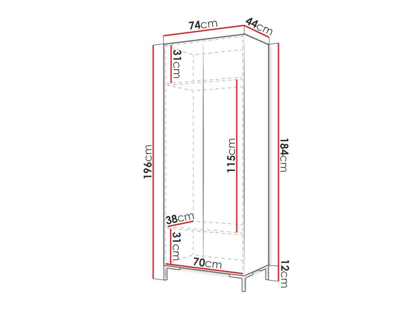 Garderobeskab Nomal I (Hvid + Gylden)