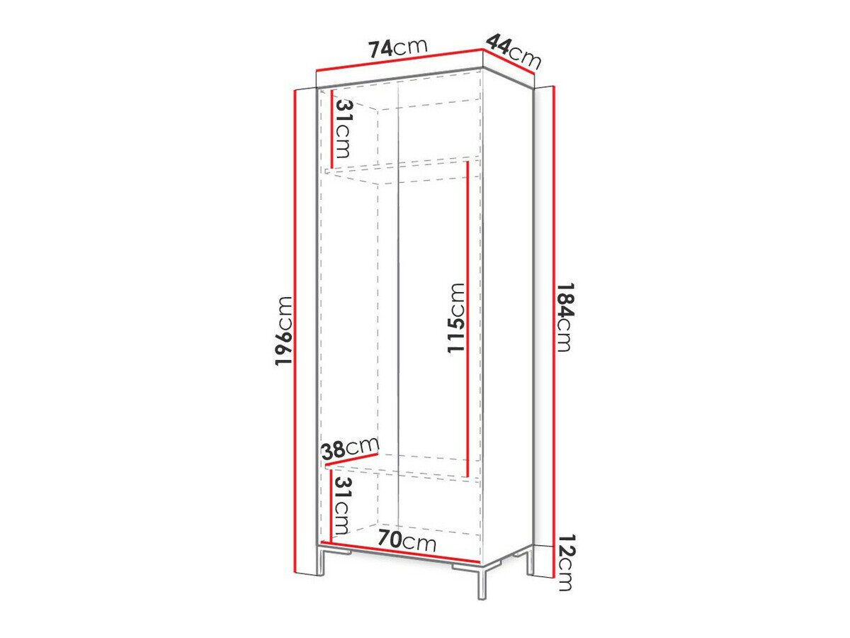Garderobeskab Tivsoa 109 (Craft egetræ + Sort)