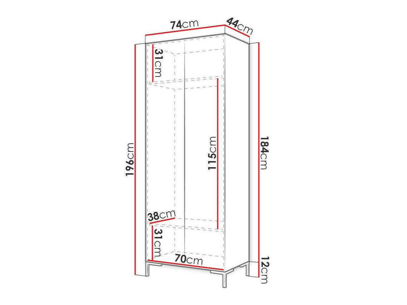 Garderobeskab Tivsoa 110 (Craft egetræ + Sort)