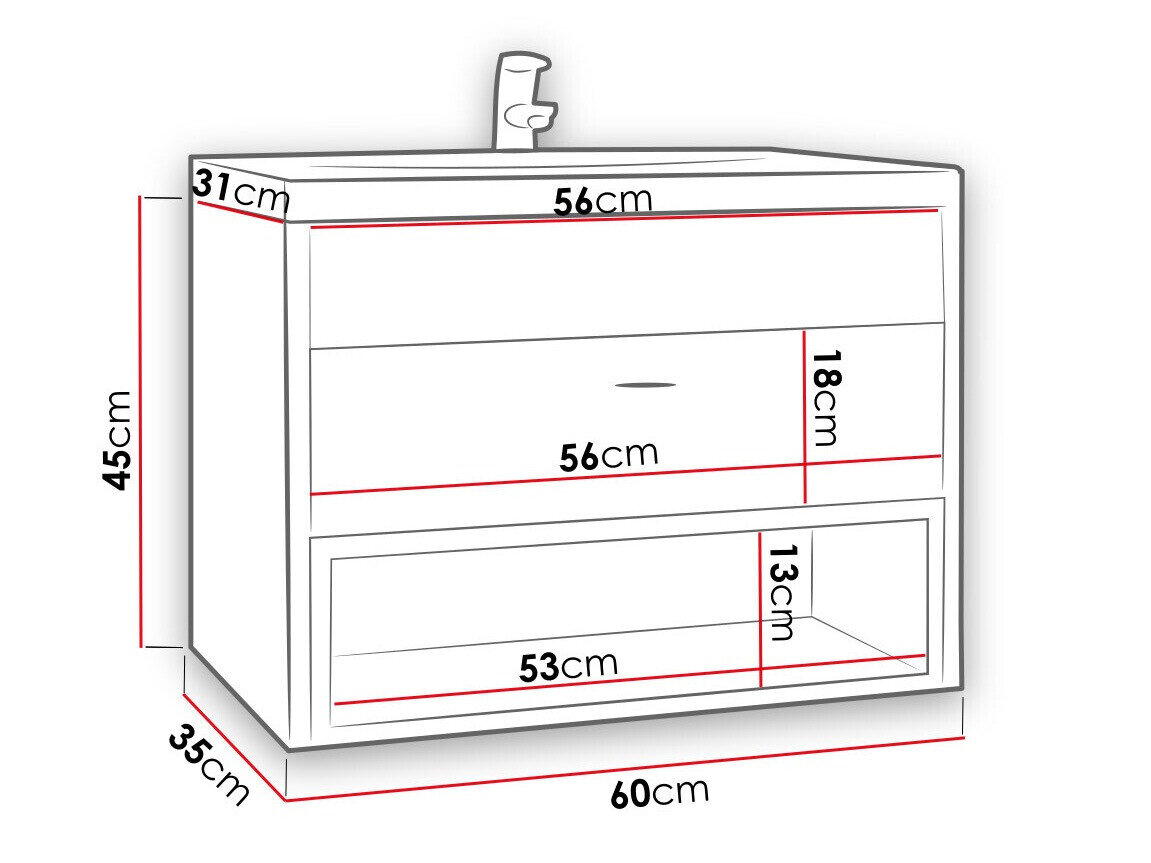 Hangend badkamermeubel voor wastafel Velum (Wit + Artisan eiken)