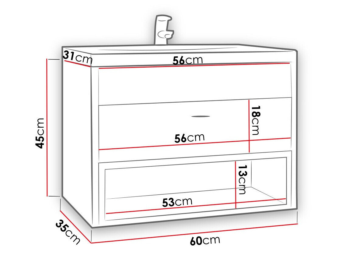 Vægbadeværelsesskab til håndvask Velum (Artisan eg + Sort)