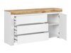 Ladekast Sonsoru 100 (Wit + Glanzend wit + Wotan eik)