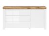 Ladekast Sonsoru 100 (Wit + Glanzend wit + Wotan eik)