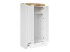 Kledingkast Sonsoru 110 (Wit + Glanzend wit + Wotan eik)