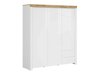 Kledingkast Sonsoru 120 (Wit + Glanzend wit + Wotan eik)