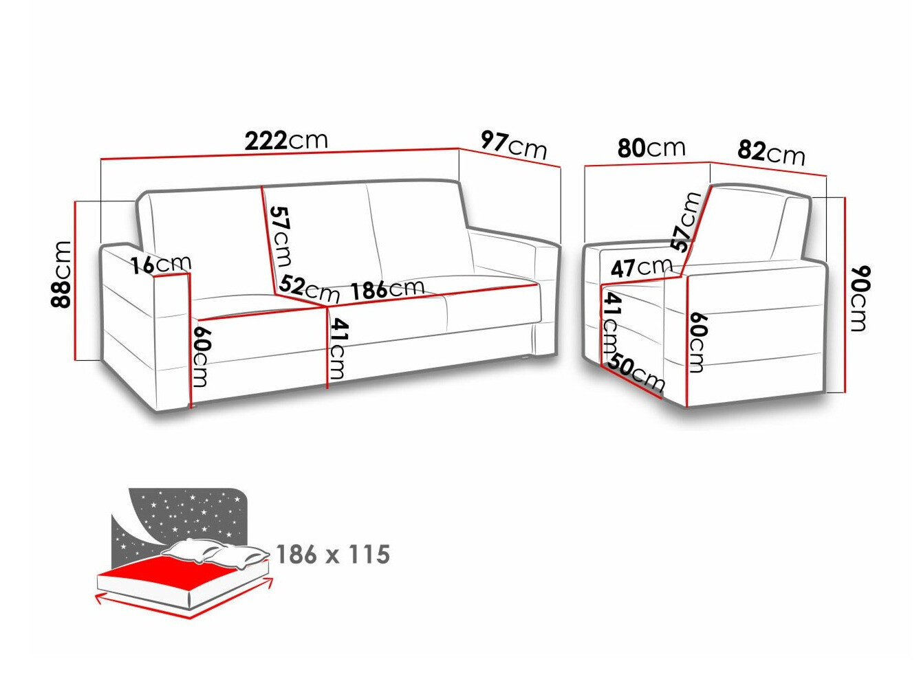 Conjunto de mobiliário com estofo Providence 171 (Soft 011 + Lux 05)