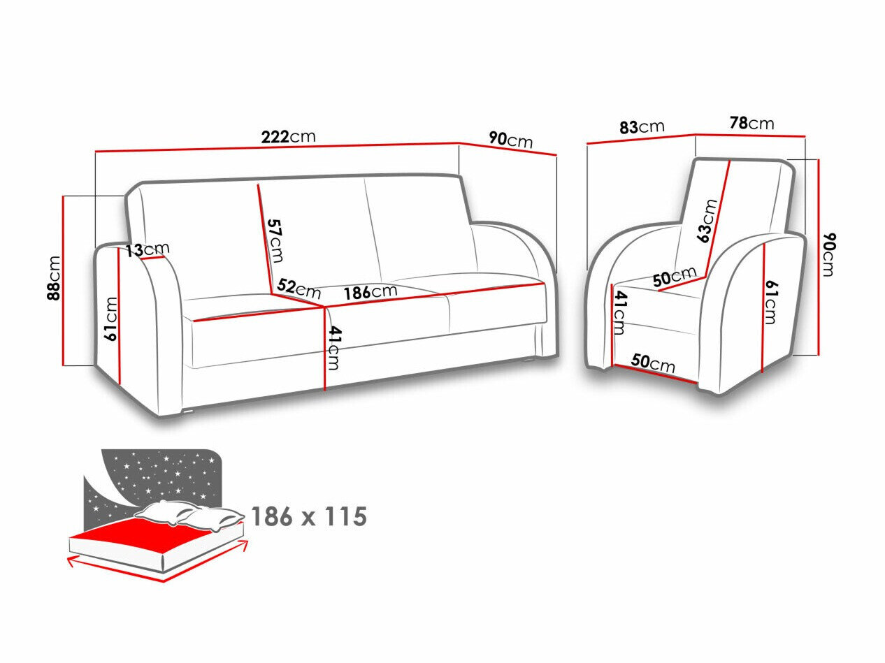 Gestoffeerde meubelset Providence 173 (Soft 020 + Lux 24)
