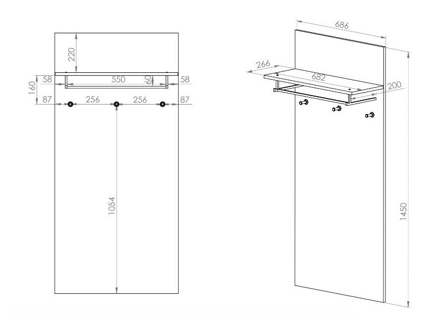 Knagerække Larnolo 123