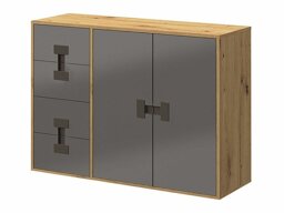 Ladekast Florevi 102 (Grijs met glans + Artisan eiken)