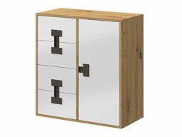 Ladekast Florevi 103 (Glanzend wit + Artisan eiken)