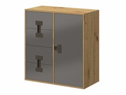 Ladekast Florevi 103 (Grijs met glans + Artisan eiken)