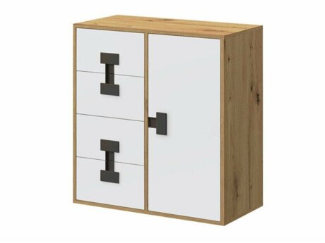 Ladekast Florevi 103 (Mat wit + Artisan eiken)