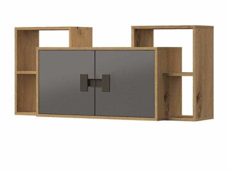 Wandkast Florevi 107 (Grijs met glans + Artisan eiken)