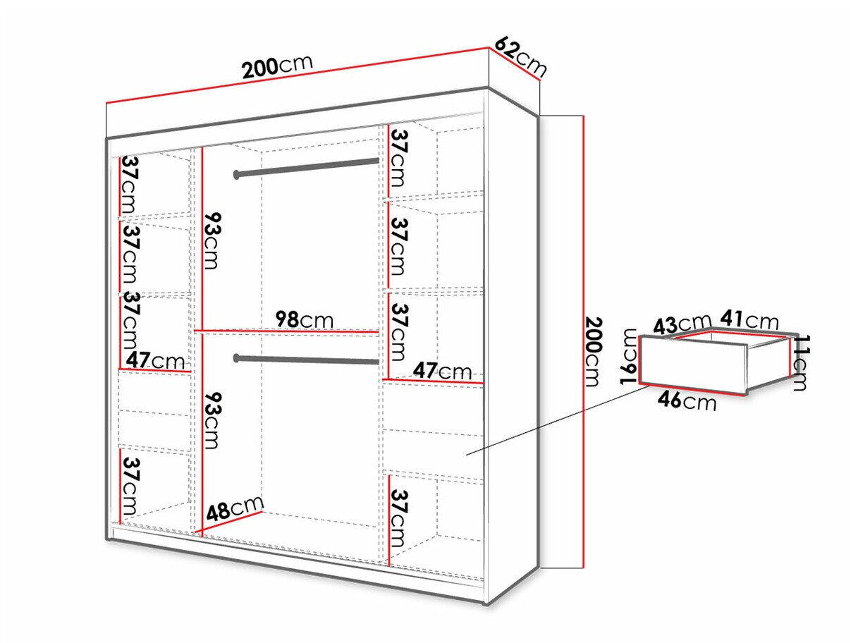 Kledingkast Hartford 315 (Wit + Zwart)