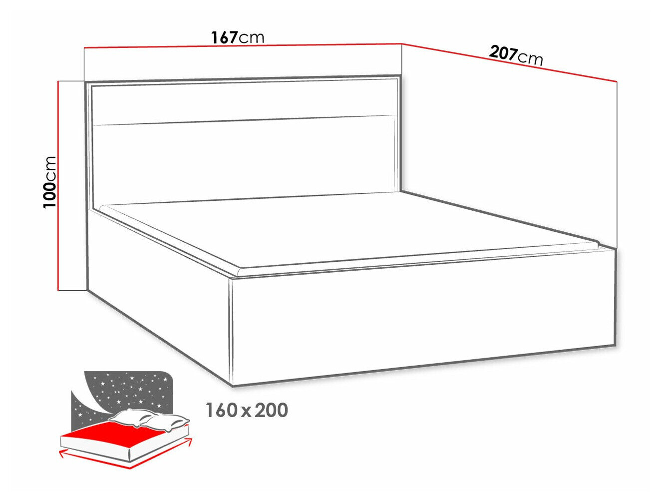 Bed Etrmoni 113 (Licht hout + Eiken)