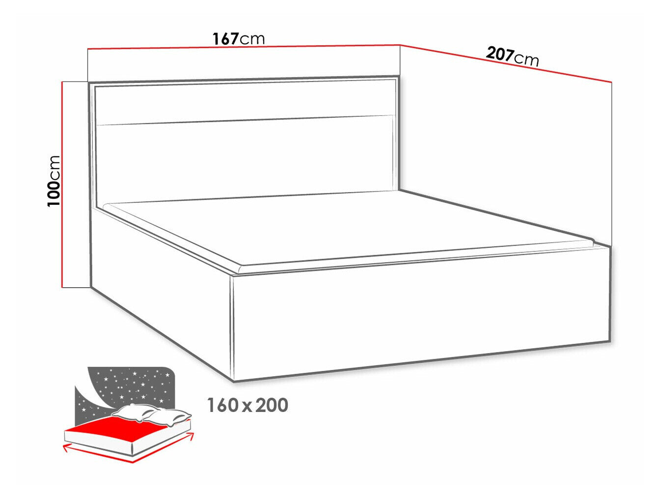 Bed Etrmoni 113 (Licht hout)