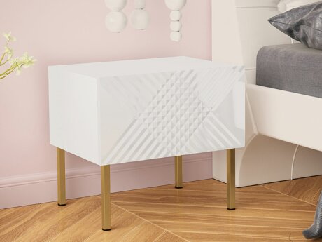 Table de chevet Natar (Blanc + Blanc brillant)