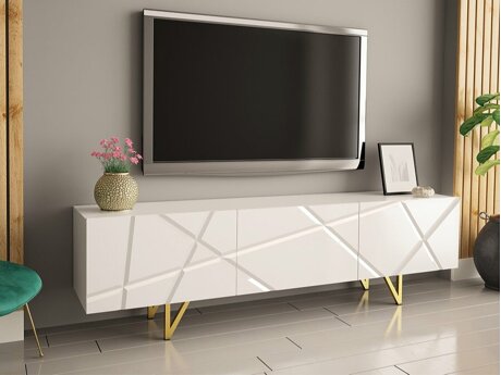 TV-bord Audis (Hvid + Glansfuld hvid)